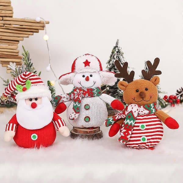 Set med 3 Julklappspåsar Stickad Snögubbe Presentpåse Äpple Presentpåse för Jul, Helg, Hem, Fest, Barnpresent, Julgodispåsar