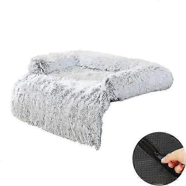 Hundeseng Fluffy Plys Hundemåtte Til Møbelbeskytter light grey Right angles S