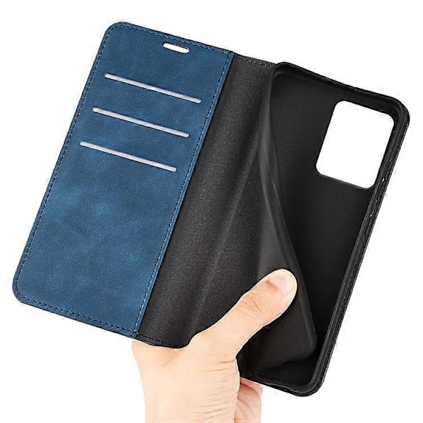 Kompatibel til HMD Skyline Etui Skin-Touch Læder Wallet Telefon Cover Blue