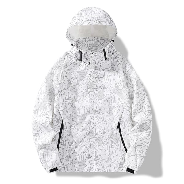Kamuflasjemønstret hettejakke for menn, vanntett, løs passform, vår, unisex yttertøy White Asian-M