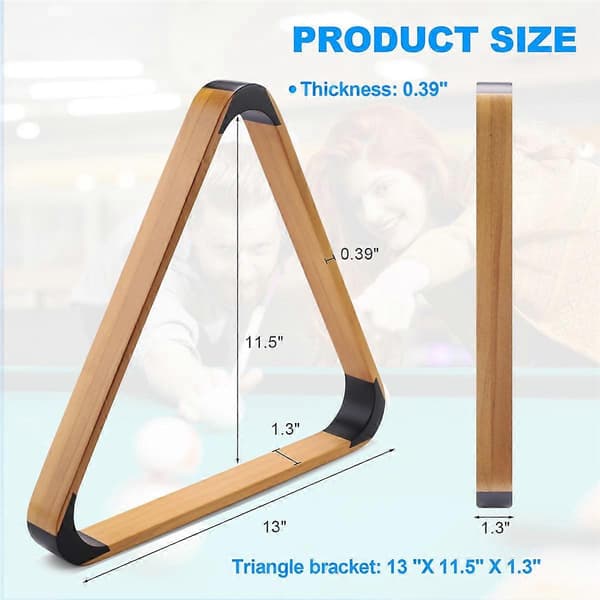 Billardkugleholder i træ, solid trekantet holder, poolkugleholdere, trekant