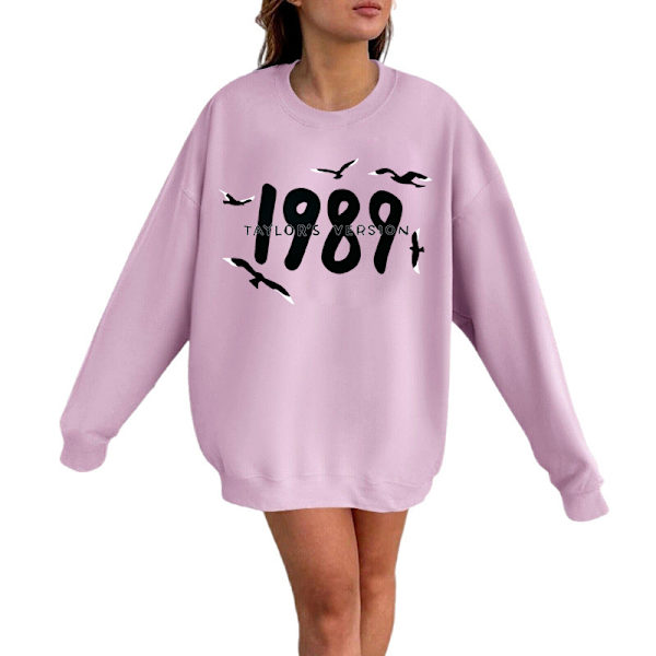 Taylor Swift laulaja Taylor Swift 2D samettiprintillä varustettu naisten pyöreäkauluksinen collegepaita pink L