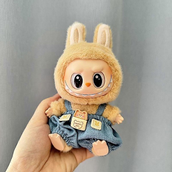 17cm Mini Plyschdockas Kläder Outfit Tillbehör För Korea Kpop Exo Labubu I II Idol Dockor Sittande Party Overaller Kläder Gåva 6