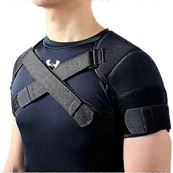 Sort Dobbelt Skulderstøtte Rotator Cuff Arm Smertelindring Varm Terapi Til Mænd Og Kvinder Fleksibel