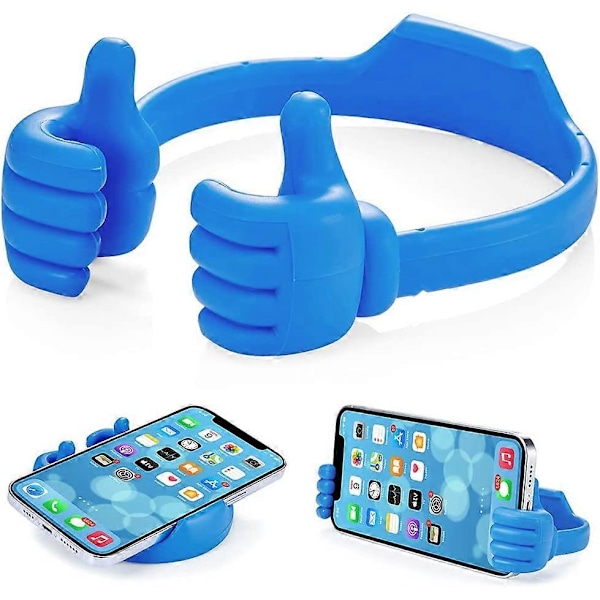 Tommel Opp Mobiltelefonholder for Skrivebord, Universell Fleksibel Telefonholder for Nettbrettstativ, Smarttelefonstativholder for iPhone iPad og Mer (Blå)