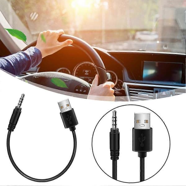3,5 mm AUX lyd til USB 2.0 han opladerkabel adapterledning til bil M