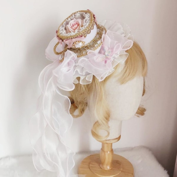 Pitsipanta Lolita-piika Kukka Päähine Koristeet Nauha Rusetti Lierihattu