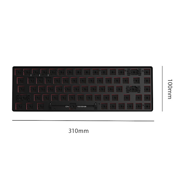 TESTER68 Trådløst Bluetooth Tastatur Hot Swap Mekanisk Tastatur Kit Gamere 2.4G DIY Til 3/5 Pin Switch Aksel Base 68 Taster Black only kit
