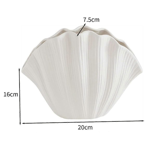 Nordisk Stil Skalformet Keramisk Vase Boligindretning Bordplade Kunstig Blomsterplanteholder Service Blomsterarrangement A