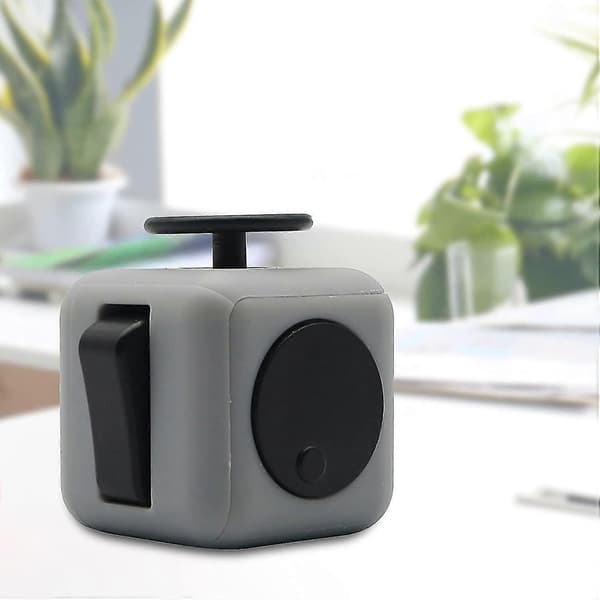 Fidget Cube Stress Angst Trykaflastende Legetøj Til Voksne Børn, Afslappende Grey black