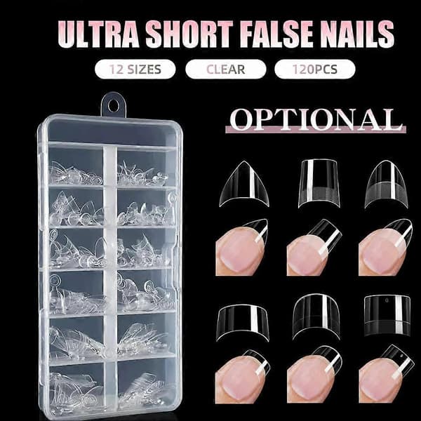 120 Half-Cover Almond Nails, Matte Pre-Acrylic Tips, Extra Short Halvfrostad kort spets