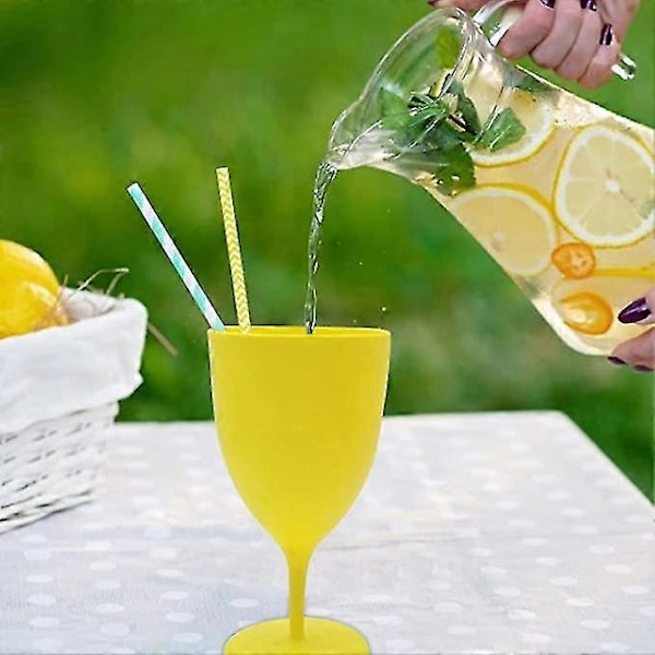 Plastvinglas Set om 6, Återanvändbara 300ml Vinglas Frostat Enfärgat Cocktailglas Okrossbart