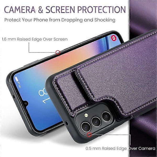 CASEME C22 Serie Kompatibel med Samsung Galaxy A54 5G Deksel RFID Lær+TPU Telefondeksel Purple