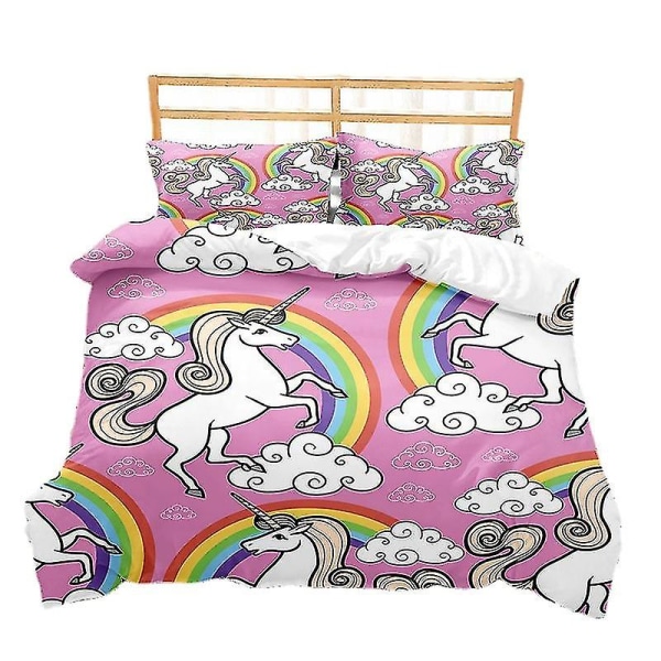 Cartoon Unicorn Series Tredelt dynetrekk børstet todelt sett X style 1 150*200two-piecesuit