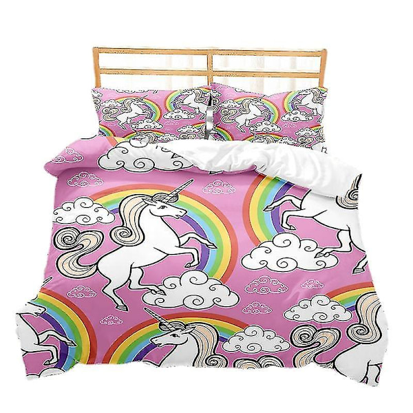Tecknad Enhörningsserie Tredelat Påslakan Borstat Tvådelat Set X style 1 135*200two-piecesuit