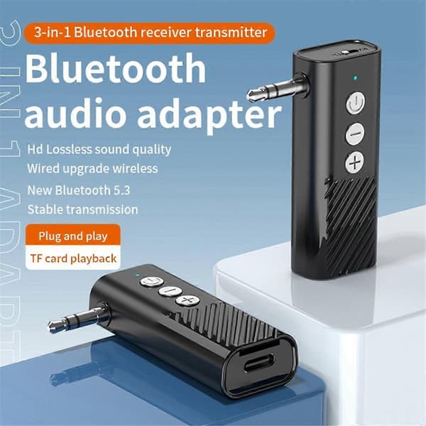 Bil Bluetooth 5.3 Lydadapter Aux Bluetooth Mottaker Sender TF Kort Avspilling Tre-I-Ett
