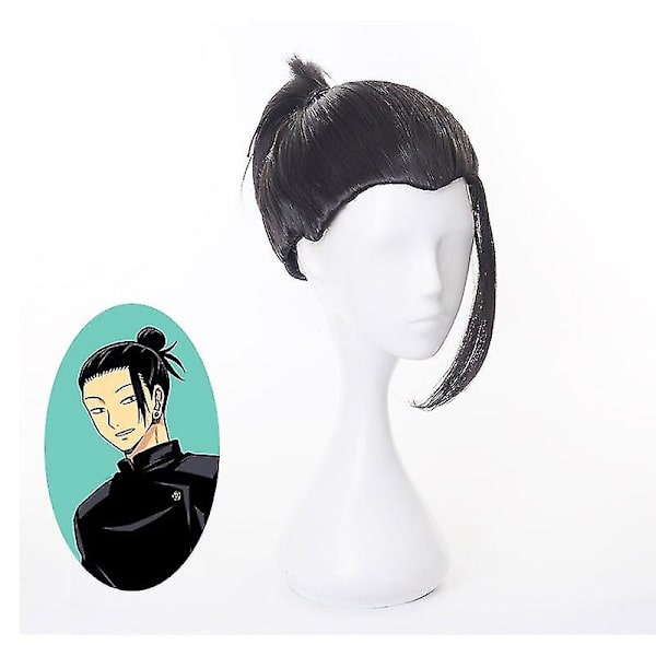 Anime Jujutsu Kaisen Cosplay Peruk Geto Suguru Svart Hårband