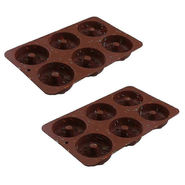2 stk. 6-rums riflet silikonebageform, non-stick kageform til cupcakes, donuts, muffins