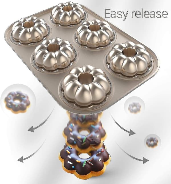 Gylden Non-stick Kageform Donut Bageplade 6 Med Græskarkageform Bageform Til Ovn 2 stk