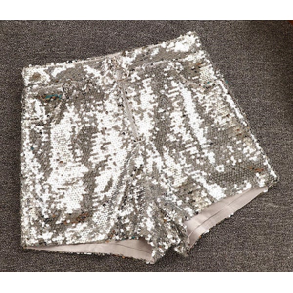 Sexede Dame Paillet Shorts Sommer Høj Talje Lynlås Leggings Dame Skinny Party Festival Karneval Pole Dancing Shorts Black L