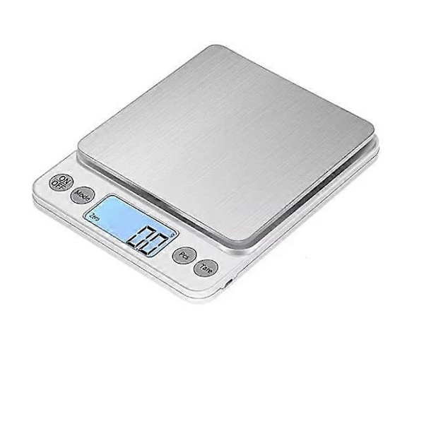 Lille køkkenvægt 3kg/0.1g batteri version digital køkkenvægt, elektronisk præcisionsvægt bordvægt i rustfrit stål