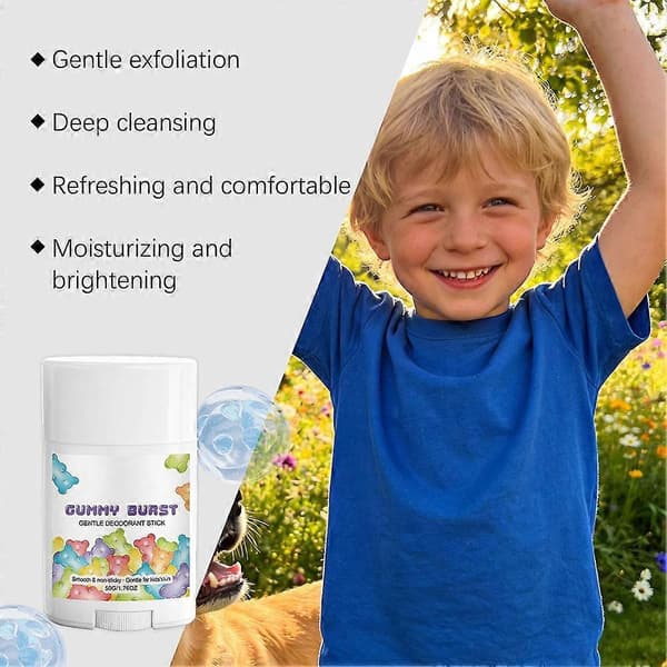 Gummy Burst Børne Deodorant - Mild & Ikke-klæbende Stift