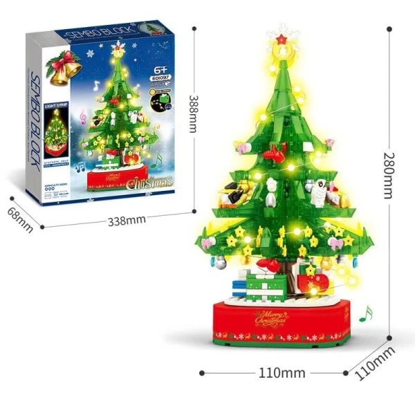 Christmas Building Block Series Leksaker Nyårspresenter Julgransbelysning Musikdosa Pussel DIY Montering Byggklossar snowhouse-573pcs