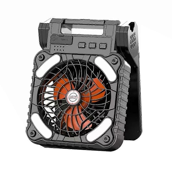 Solcelledrevet Ventilator til Camping med LED-lys, Bærbar Campingventilator med Solpanel, Genopladelig Telt Campingventilator