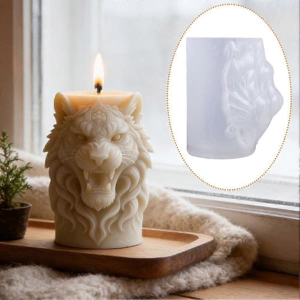 3D Silikonform Såpe Aromaterapi Stearinlys Silikon DIY Design Løvehode X9T9
