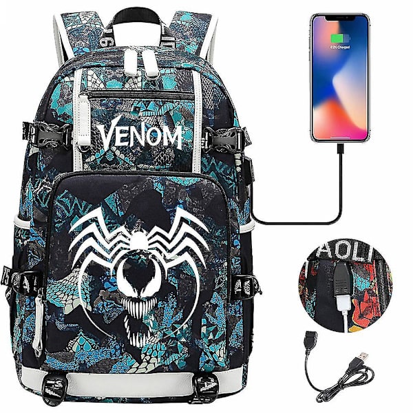 Venom Fashion Tryckt Usb Ungdoms Skolväska (2-117) Color-5
