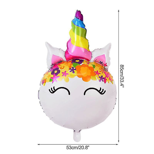 Regnbågsenhörning Ballong Sifferfolie Globos Barn Flicka 1:a Enhörningsfödelsedagsfest Unicorn-A