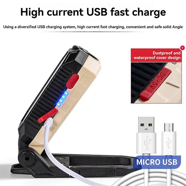 COB Työvalo USB Ladattava Työvalo Kannettava Magneettinen Ripustuslamppu Hätävalot Ulkoiluun B