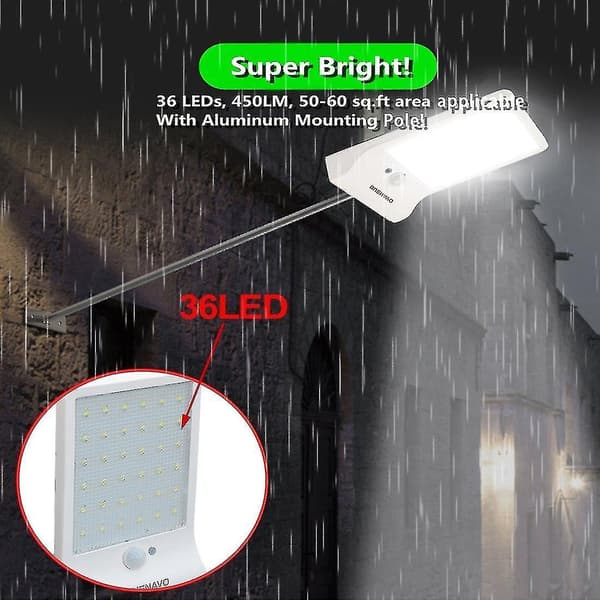 2 st 36 LED Solcellsdriven Utomhus Väggpanel Lampa med Dagsljussensor