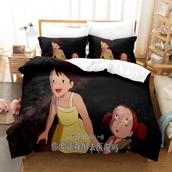 A15 Anime Min Nabo Totoro 3D-printet Sengesett Dynetrekk Dynetrekk Putetrekk Barnegave US TWIN 173x218cm