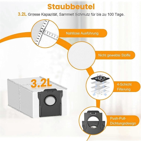 20 ST för Dreame X40 Ultra Complete/X40 Master/L40 Ultra Robotdammsugare Delar Huvudborste Sidoborste Moppduk