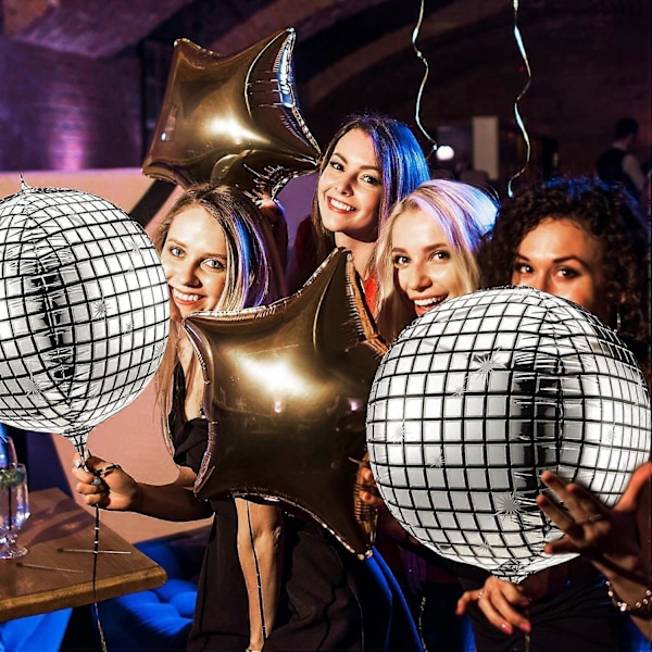 2025 Egnede Diskokuleballonger 20 Stykker 56 cm 4D Diskoballonger Stor Sølv Laser Folieballong Metalli
