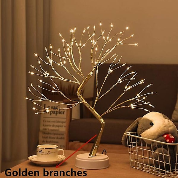 LED Nattlamper Mini Juletre Bordlampe Garland Fairy Lysstreng Barnegaver Hjem Innendørs Romdekor Juledekorasjon 108 gold warm white