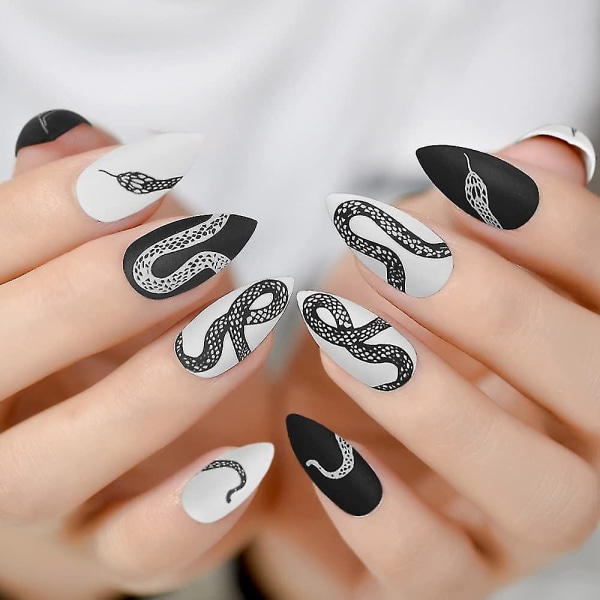 Kiinnitä kynsille naisille, tekoliimaa kynsille, abstrakteja tekokynnet nail art varten manikyyri cover akryyli täyskantinen tekokynsi vihjeitä naiselle snake