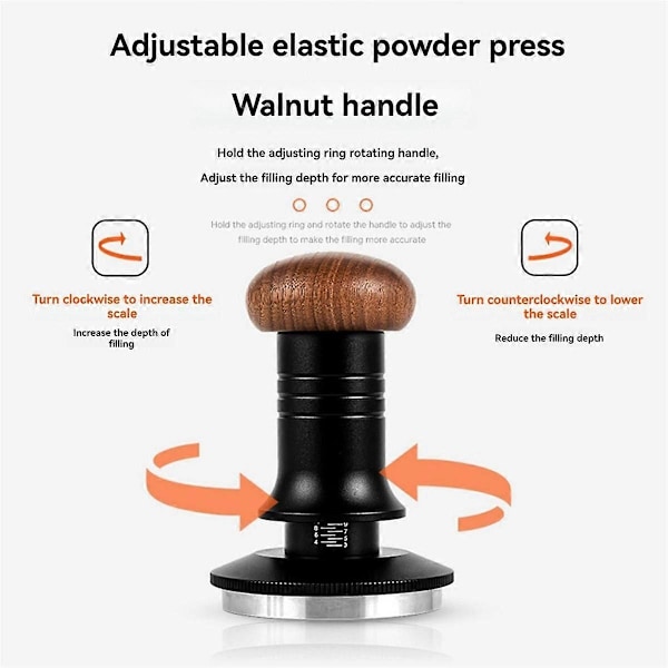 Elastisk Tamper Balanceret Kraft Fyldnings Pulver Hammer Justerbar Presse Kaffe Impact Pulver Hammer 58