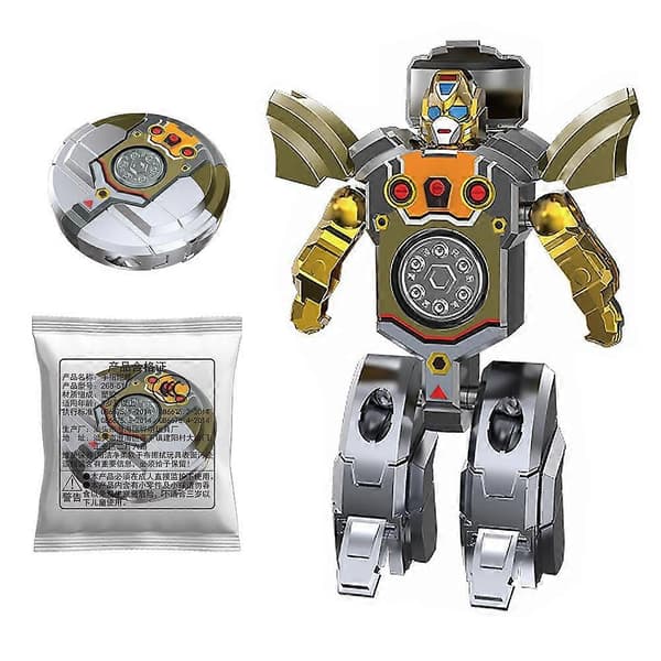 Transformerbara Fidget Spinners Leksaker Robot Spinners för Stresslindring Silvery