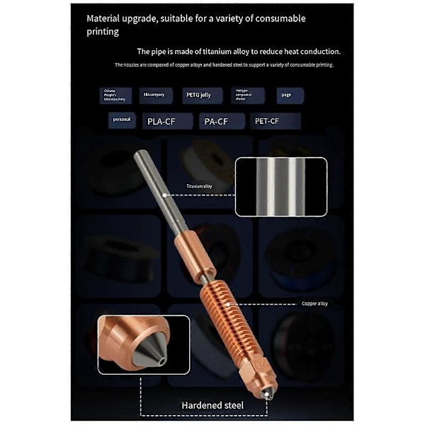 Högflödesutskrift Uppgraderat Munstycke 0.4 0.6 0.8MM K1C Snabbytbytesmunstycke för K1 Max V3 3D-skrivare Hot