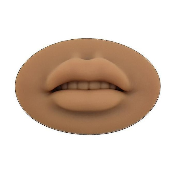 Öppen Mun 3D Läpp Bästa Praxis Silikonhud Med Tänder Smink Läpp Mannekäng light Brown