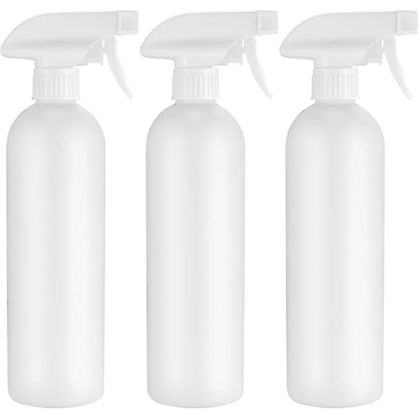 3 Stycken Sprayflaskor, 500ML Tom Sprayflaska, Plastpumpflaskor för Trädgårdsväxt Hår Vattenspruta (Vit)