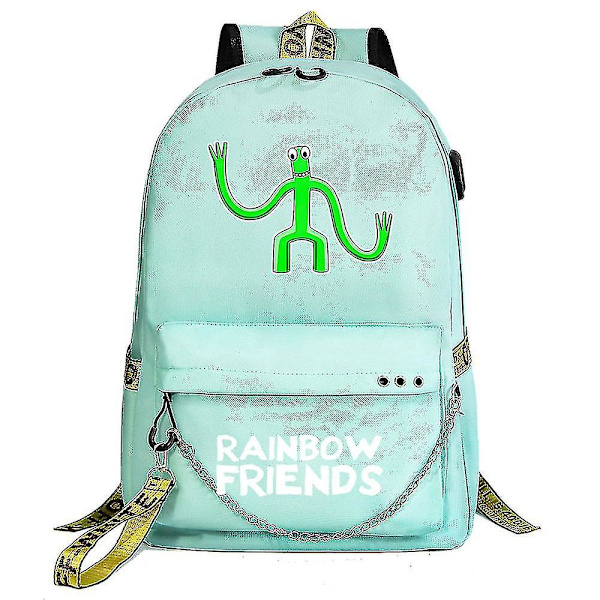 Rainbow Friend Mode Järnkedja Oxfordtyg Väska Skolväska Vattentät Student Skolväska Slitstark green
