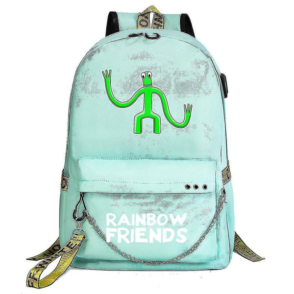 Rainbow Friend Mote Jernkjede Oxford Stoffveske Skolesekk Vanntett Student Skolesekk Slitesterk green