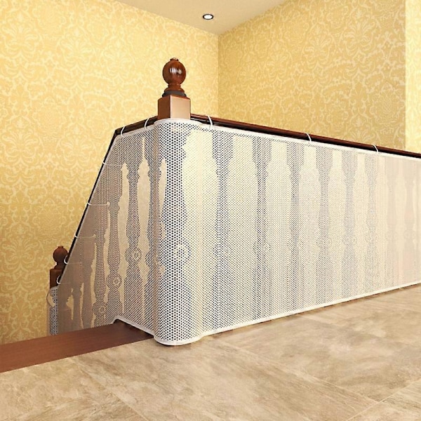 Beskyttelsesnett for barn Trappebeskyttelsesnett Sikkerhetsnett Balkongbeskyttelsesnett Hvit 3m*78cm