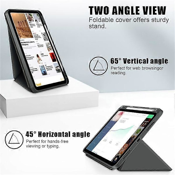 Kompatibel med iPad 10.9 (2022) / iPad 10. generation Origami Stand PU Læder Tablet Case Auto Vågn/Sov Pen Slot Beskyttelsescover Grey