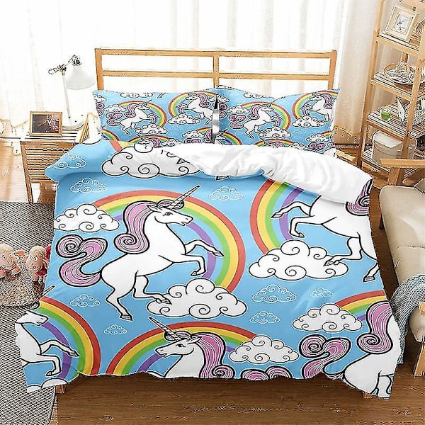Sarjakuvatyylinen yksisarvinen - kolmiosainen pussilakanasetti, harjattu kaksiosainen setti Q style 5 140*200two-piecesuit