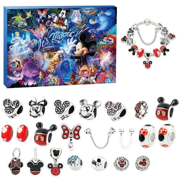 Disney Peter Plys Julekalender 24 Nedtællingskalender Gaveæske Stitch Mickey Mouse Anime Sød Armbånd Vedhæng Til Børn Gaver B