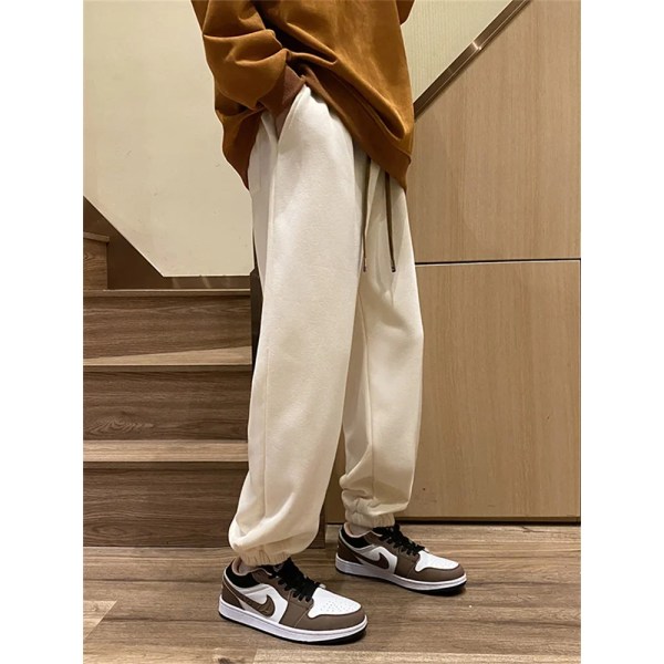 Deeptown Vinter Varme Fleeceforede Sweatpants Dame Y2K Streetwear Basic Joggers Bukser Oversized Hip Hop Casual Sports Bukser Beige L